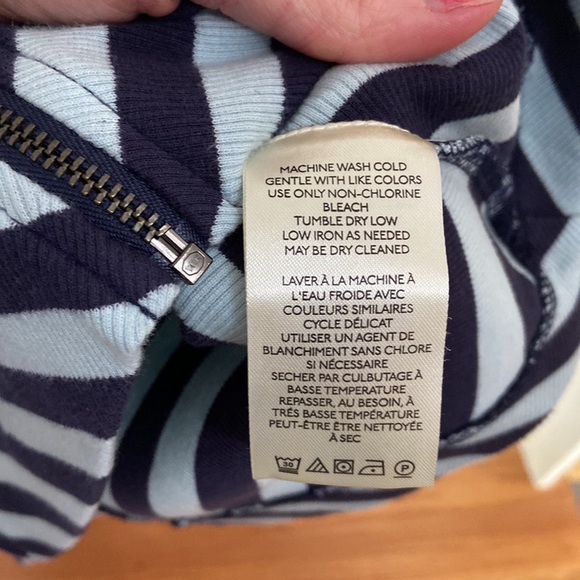 NWT Anthropologie Maeve Front-Zip Scoop-Neck Top Blue Striped Women’s Size Small - Picture 10 of 13